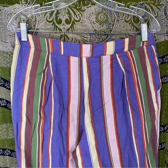 Free People La Paz Slim Crop Multicolored Striped Pants Size 6 - Picture 8 of 16